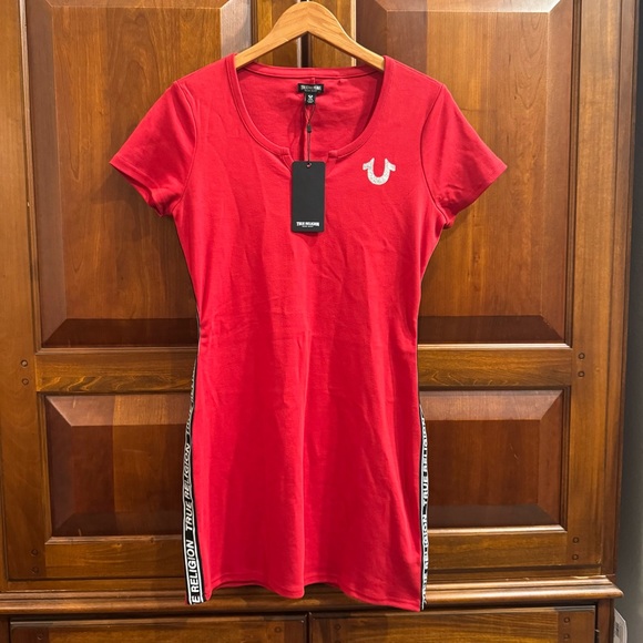 True Religion Dresses & Skirts - NWT True Religion Red Taping Tee Dress Size M
